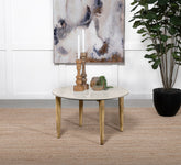 Aldis Round Marble Top Coffee Table White and Natural Half Price Furniture