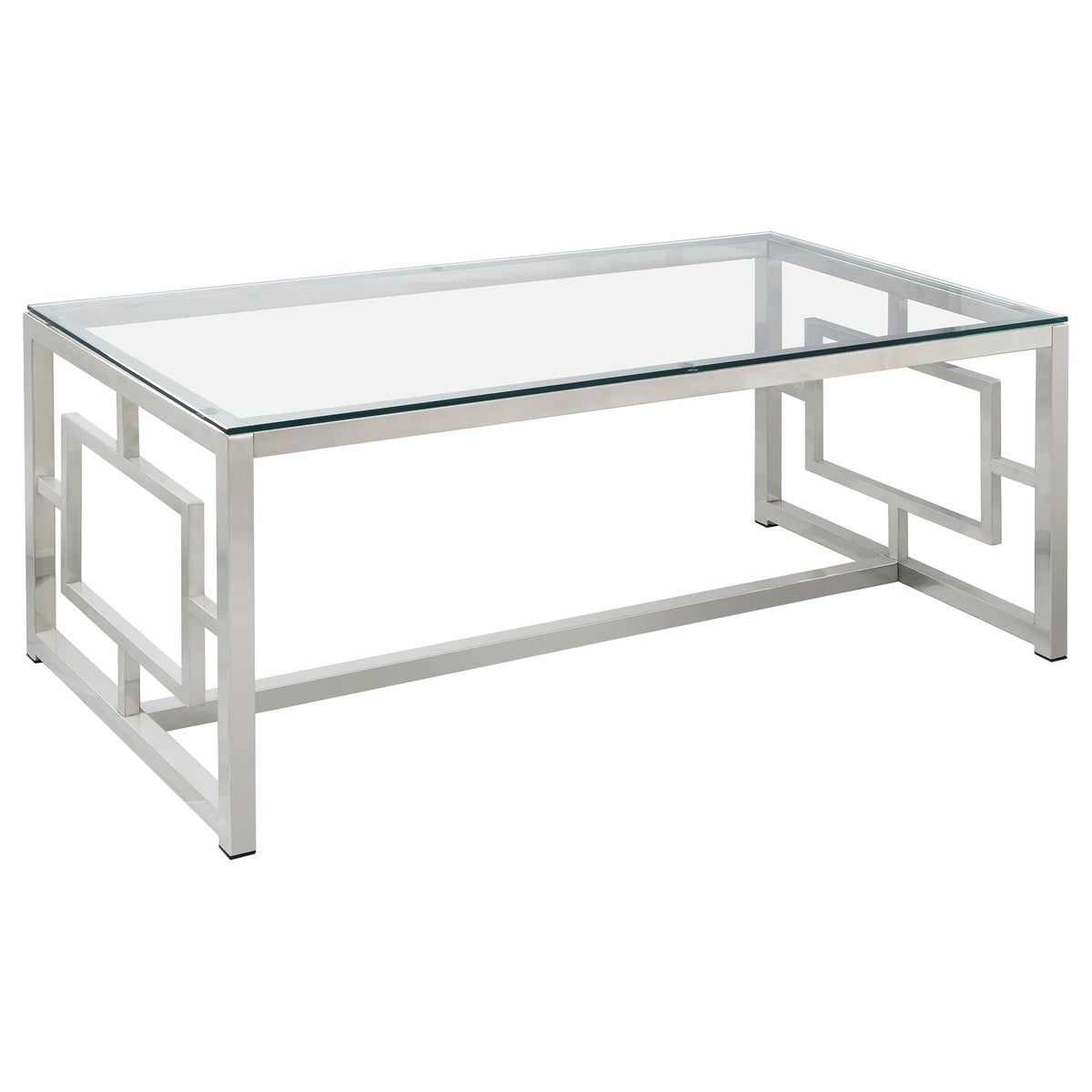 Merced Rectangle Glass Top Coffee Table Nickel  Half Price Furniture