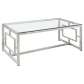 Merced Rectangle Glass Top Coffee Table Nickel Half Price Furniture