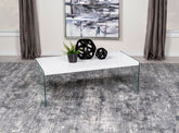 Opal Rectangular Coffee Table With Clear Glass Legs White High Gloss  Half Price Furniture