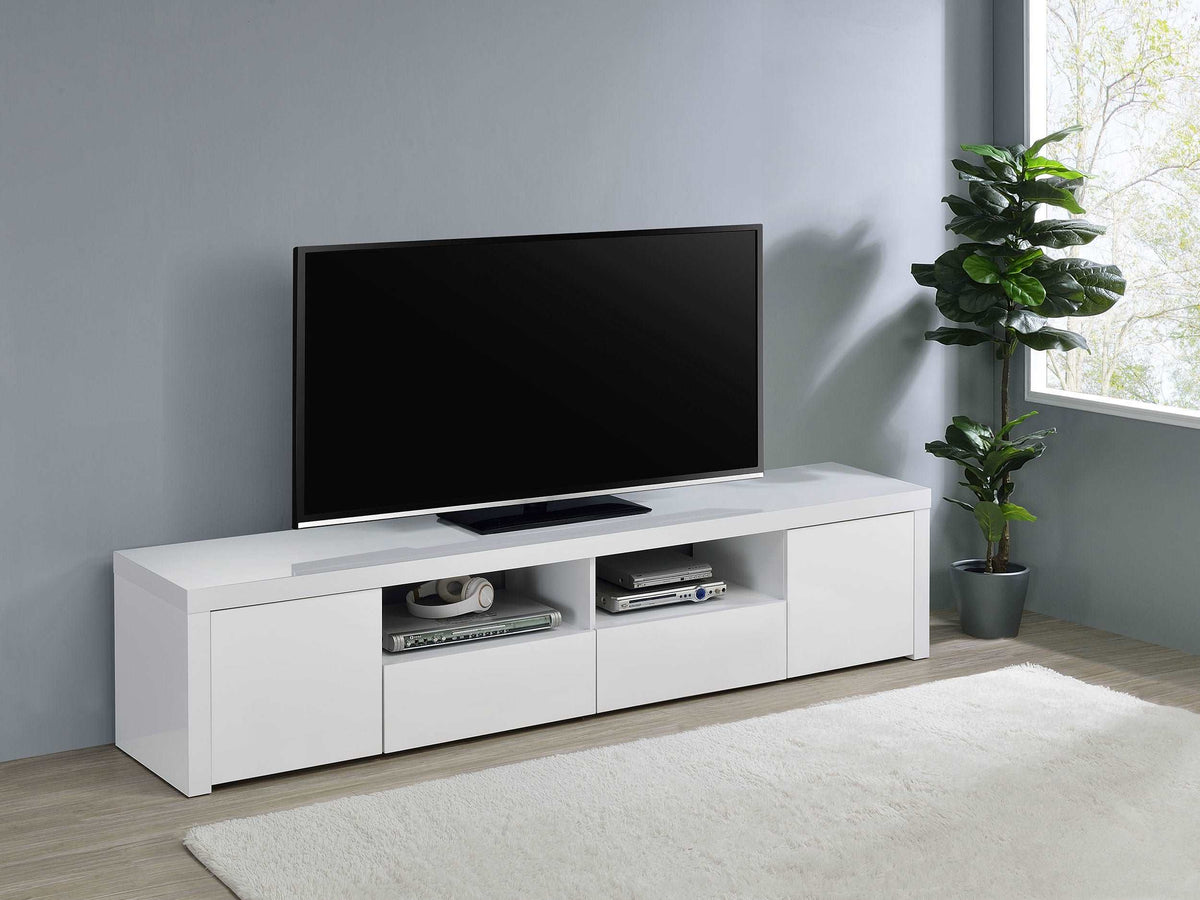 Jude 2-door 79" TV Stand With Drawers White High Gloss Half Price Furniture