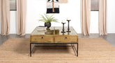 Stephie 4-drawer Square Clear Glass Top Coffee Table Honey Brown  Half Price Furniture