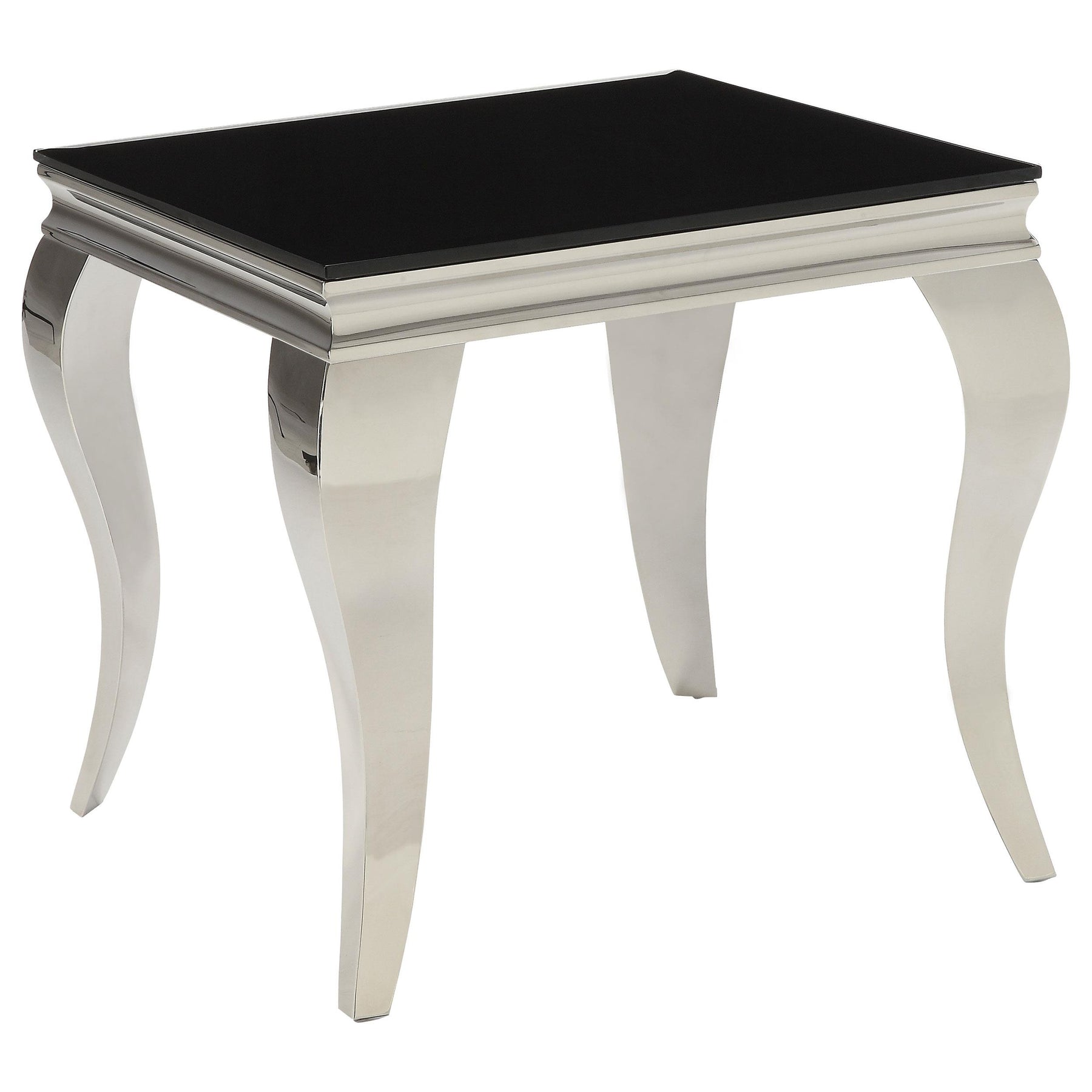 Luna Square End Table Chrome and Black Half Price Furniture