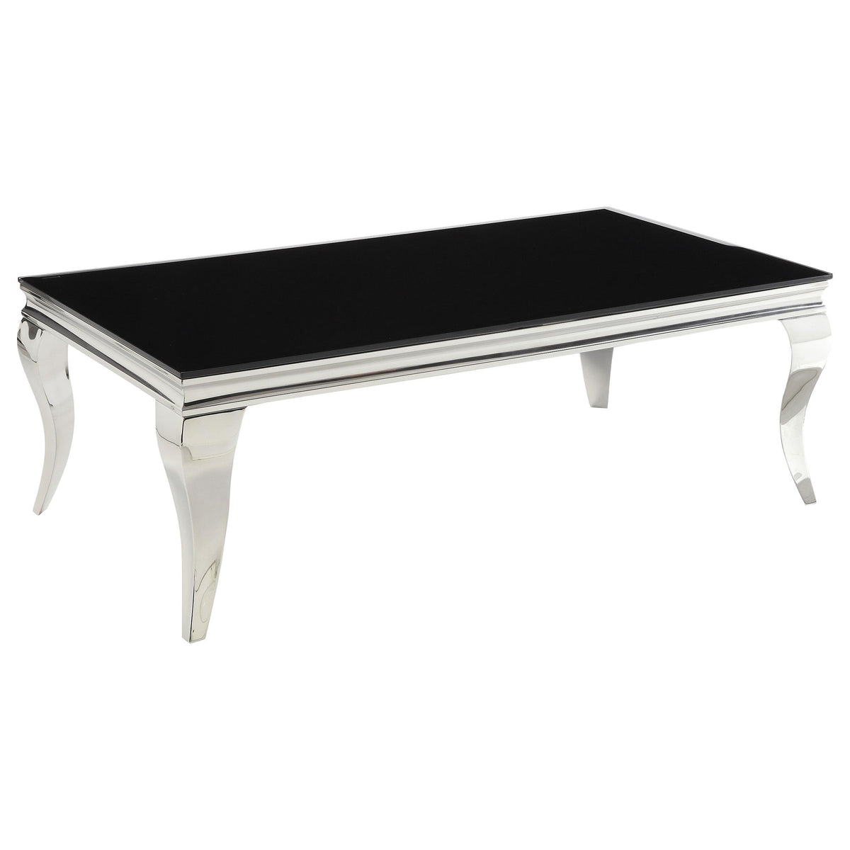 Luna Rectangular Coffee Table Chrome and Black  Half Price Furniture