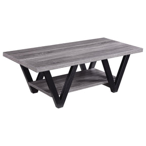 Stevens V-shaped Coffee Table Black and Antique Grey Half Price Furniture