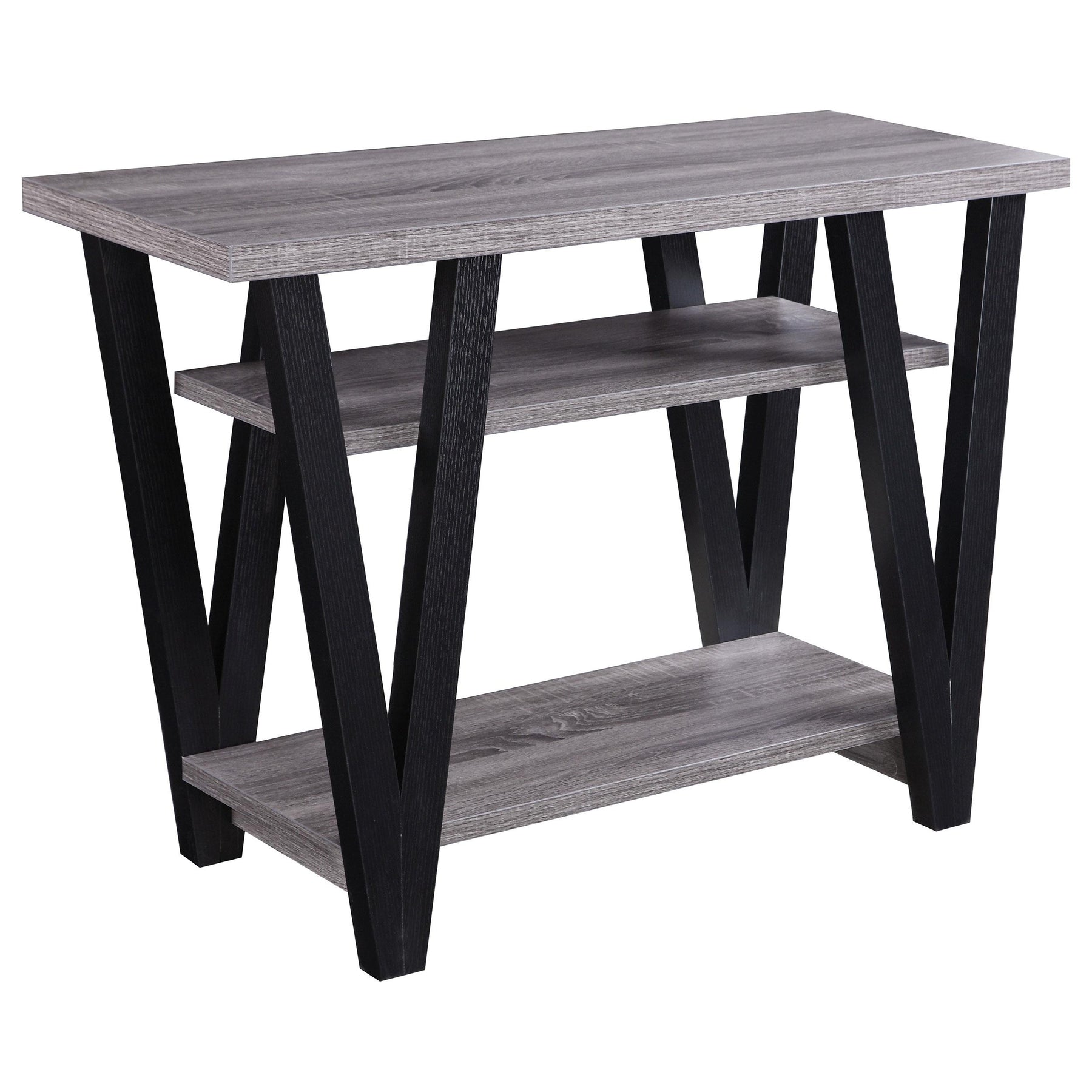 Stevens V-shaped Sofa Table Black and Antique Grey Half Price Furniture