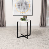 Tobin Square Marble Top End Table White and Black  Half Price Furniture