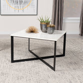 Tobin Square Marble Top Coffee Table White and Black Half Price Furniture