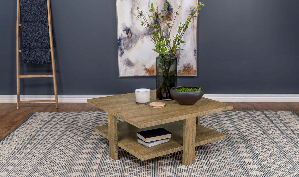 Dawn Square Engineered Wood Coffee Table With Shelf Mango Half Price Furniture