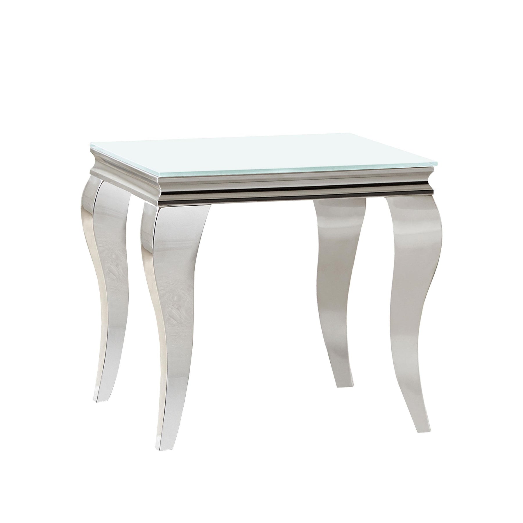 Luna Square End Table White and Chrome Half Price Furniture