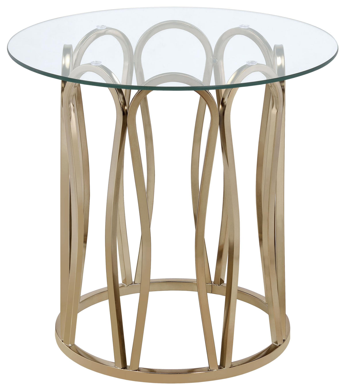 Monett Round End Table Chocolate Chrome and Clear Half Price Furniture