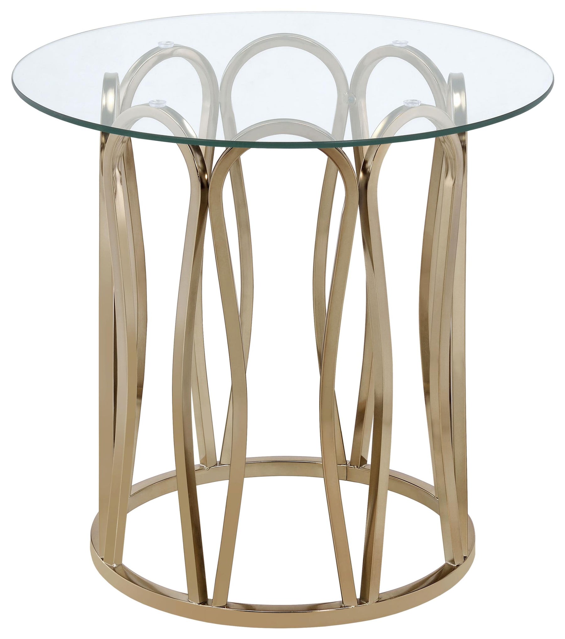 Monett Round End Table Chocolate Chrome and Clear Half Price Furniture