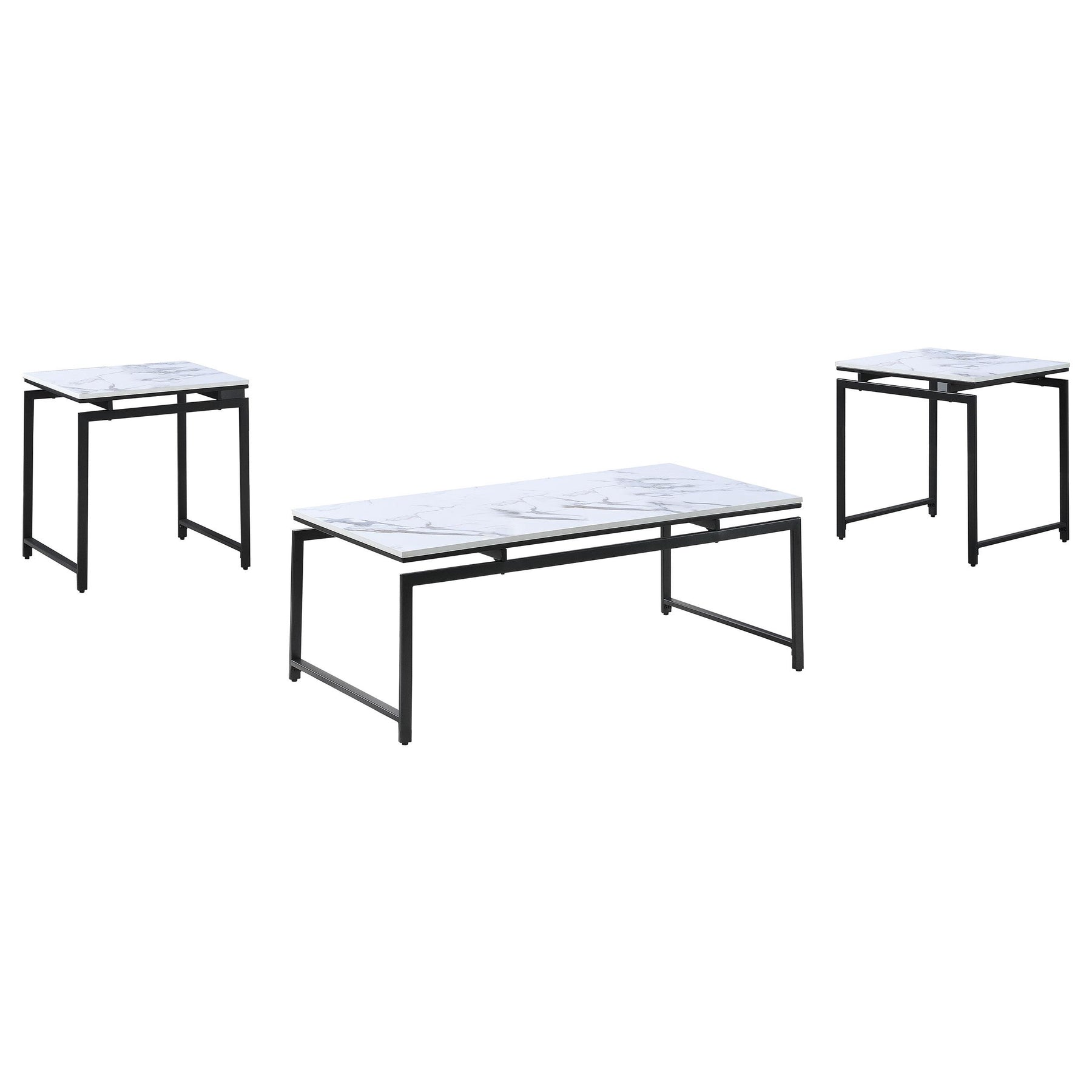 Clark 3-piece Occasional Set White and Dark Gunmetal Half Price Furniture