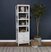 Angela 4-shelf Wooden Media Tower with Drawers Brown and White Half Price Furniture