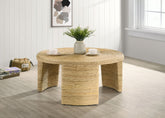 Artina Woven Rattan Round Coffee Table Natural Brown Half Price Furniture