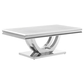 Kerwin U-base Rectangle Coffee Table White and Chrome Half Price Furniture