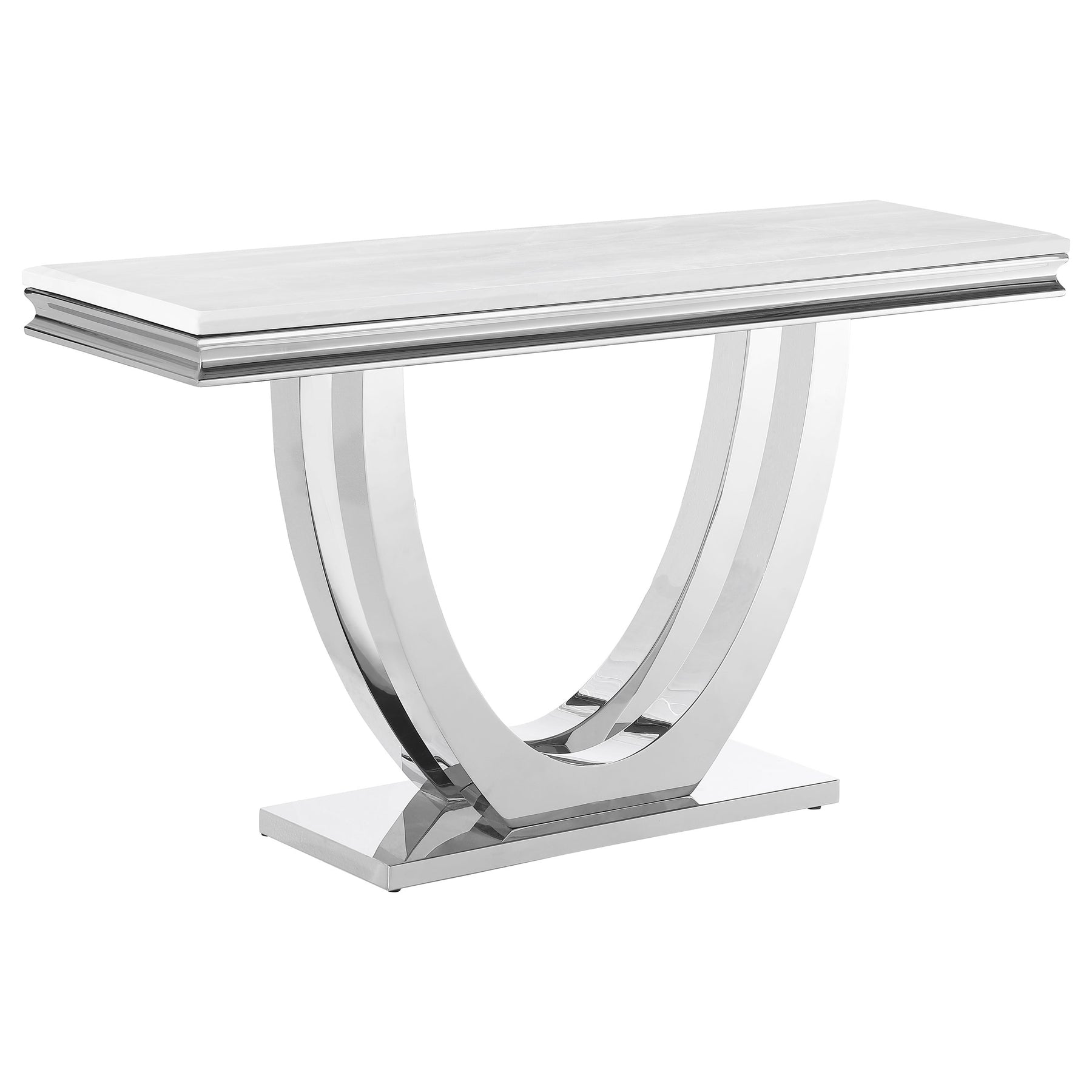 Kerwin U-base Rectangle Sofa Table White and Chrome Half Price Furniture