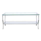 Saide Rectangular Coffee Table with Mirrored Shelf Chrome  Half Price Furniture