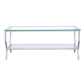 Saide Rectangular Coffee Table with Mirrored Shelf Chrome  Half Price Furniture