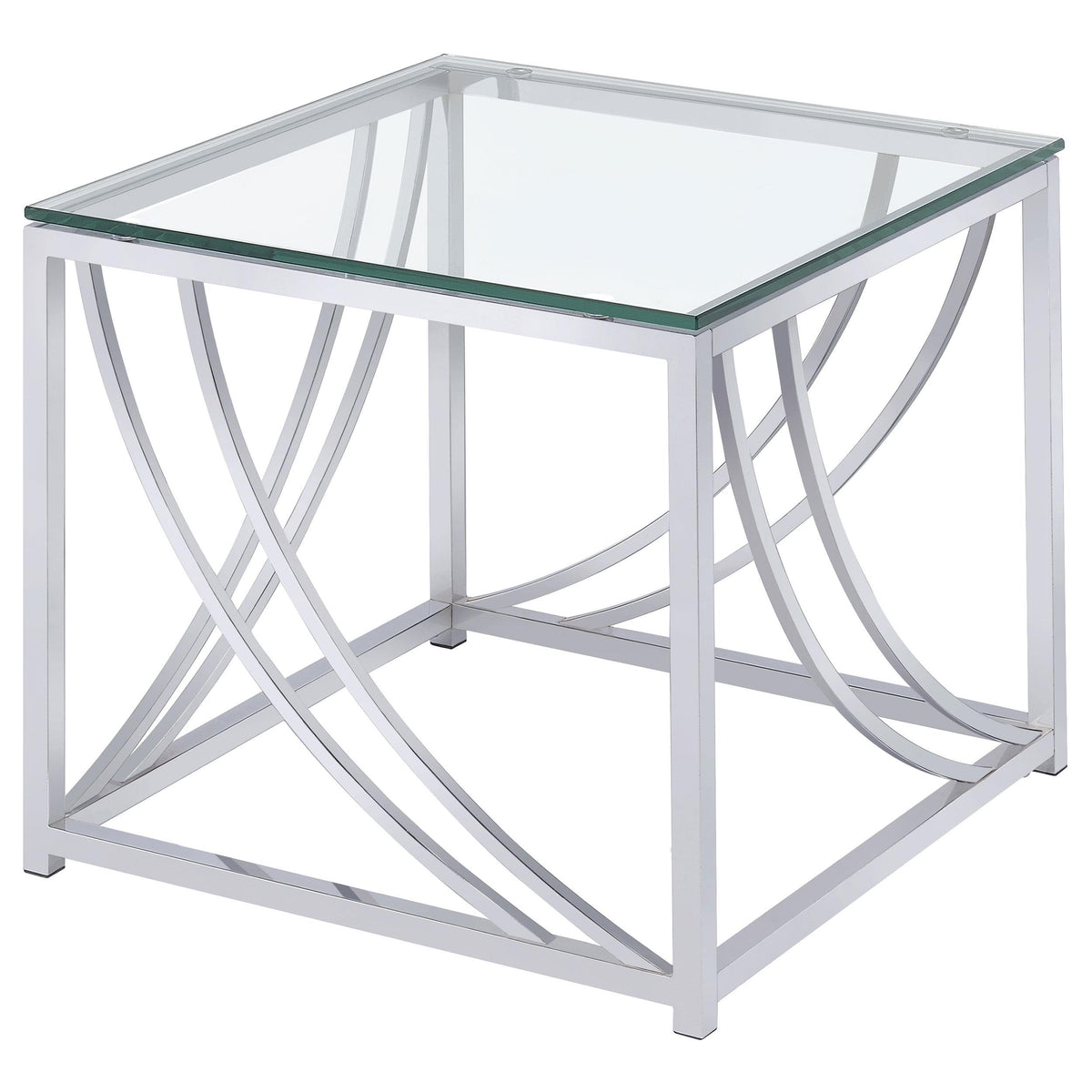 Lille Glass Top Square End Table Accents Chrome  Half Price Furniture