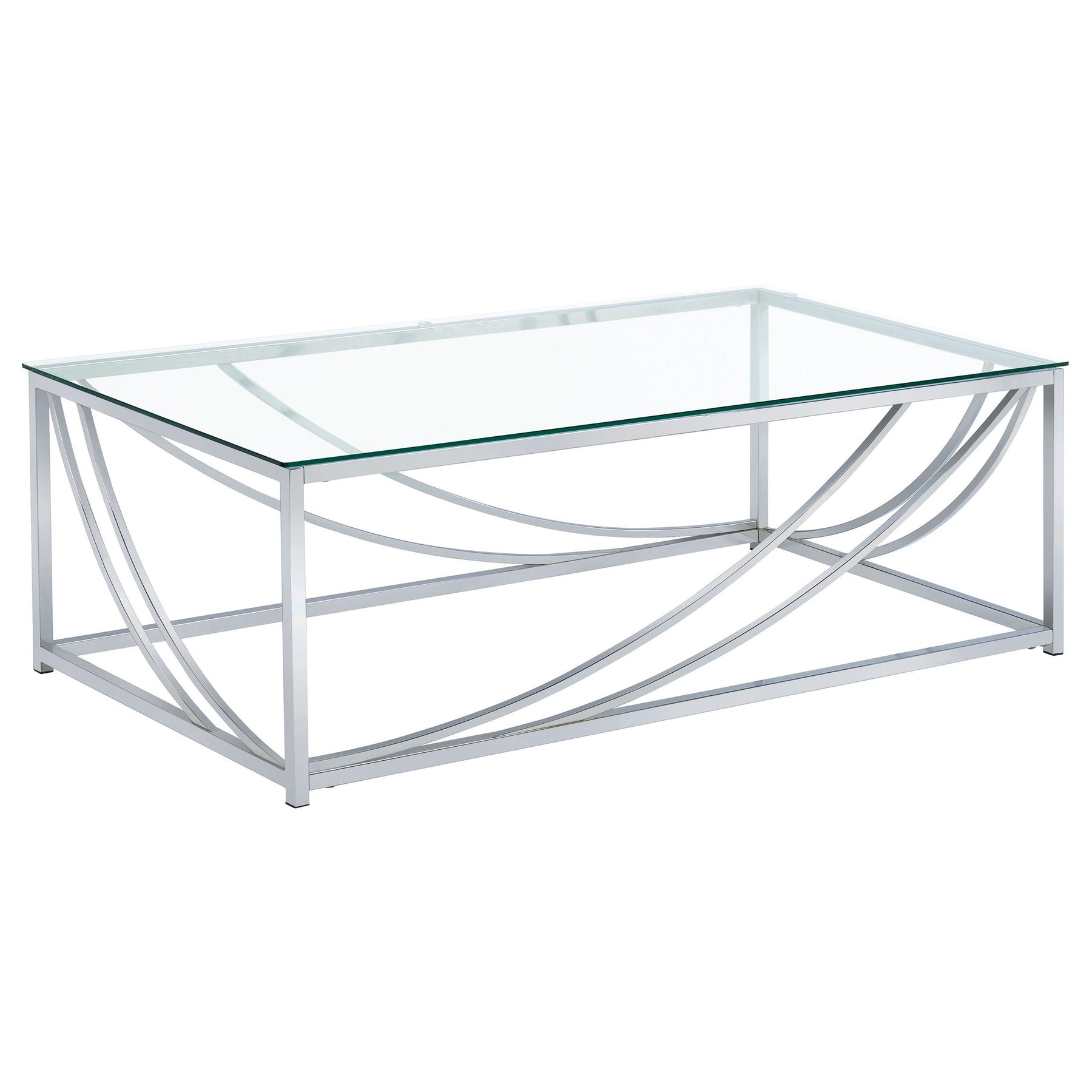 Lille Glass Top Rectangular Coffee Table Accents Chrome Half Price Furniture