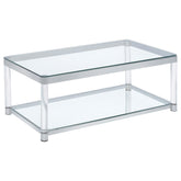 Anne Coffee Table with Lower Shelf Chrome and Clear Half Price Furniture