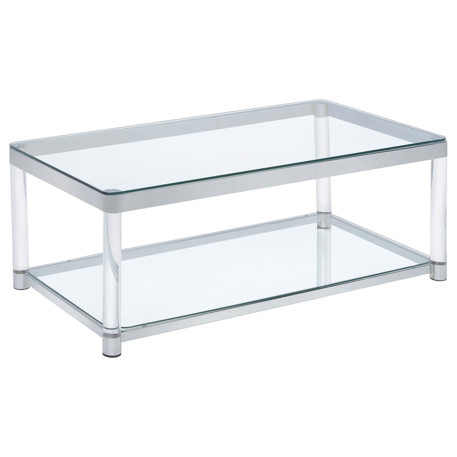 Anne Coffee Table with Lower Shelf Chrome and Clear Half Price Furniture