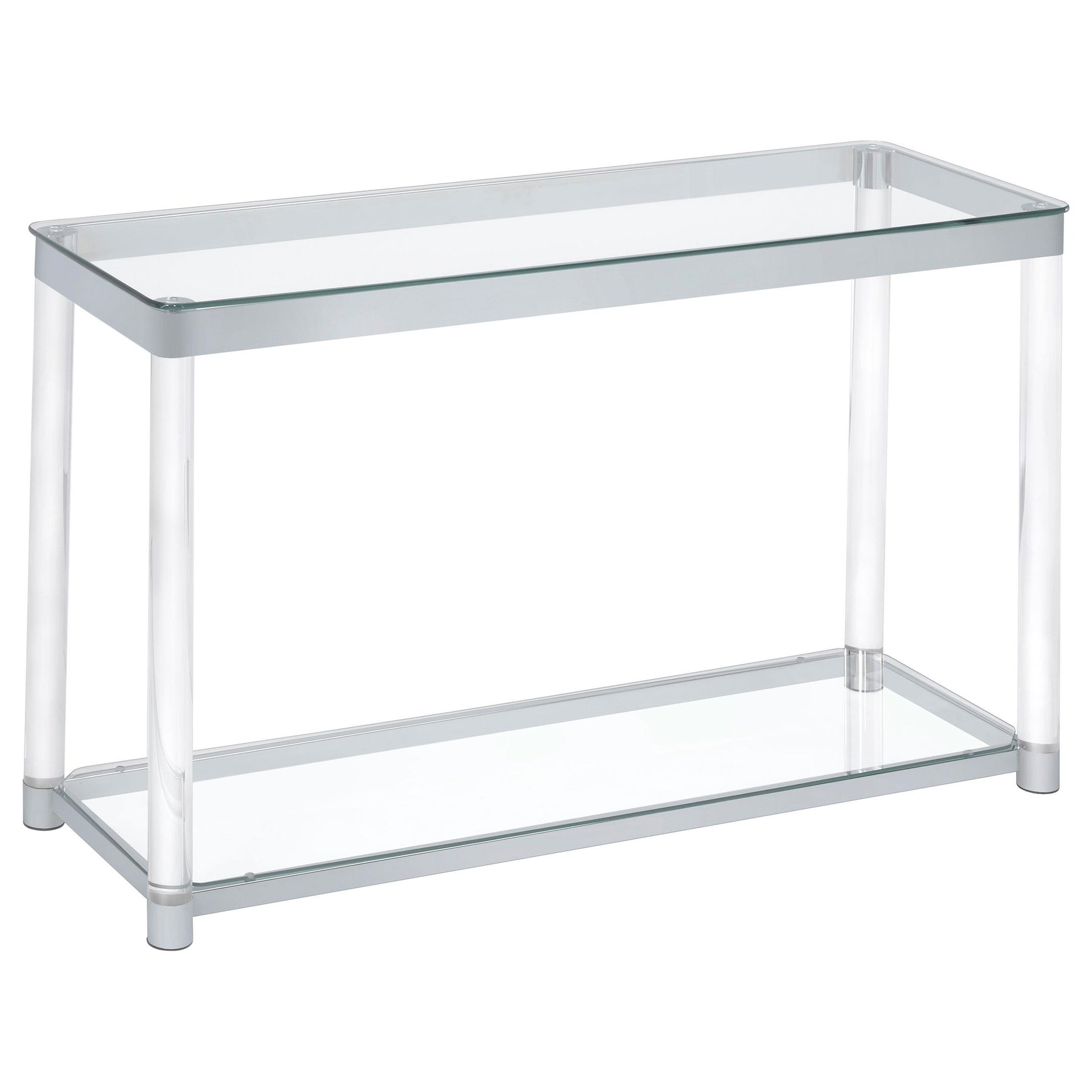 Anne Sofa Table with Lower Shelf Chrome and Clear Half Price Furniture