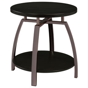 Dacre Round End Table Dark Grey and Black Nickel Half Price Furniture