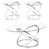 Warren 3-piece Occasional Set Chrome and Clear Half Price Furniture