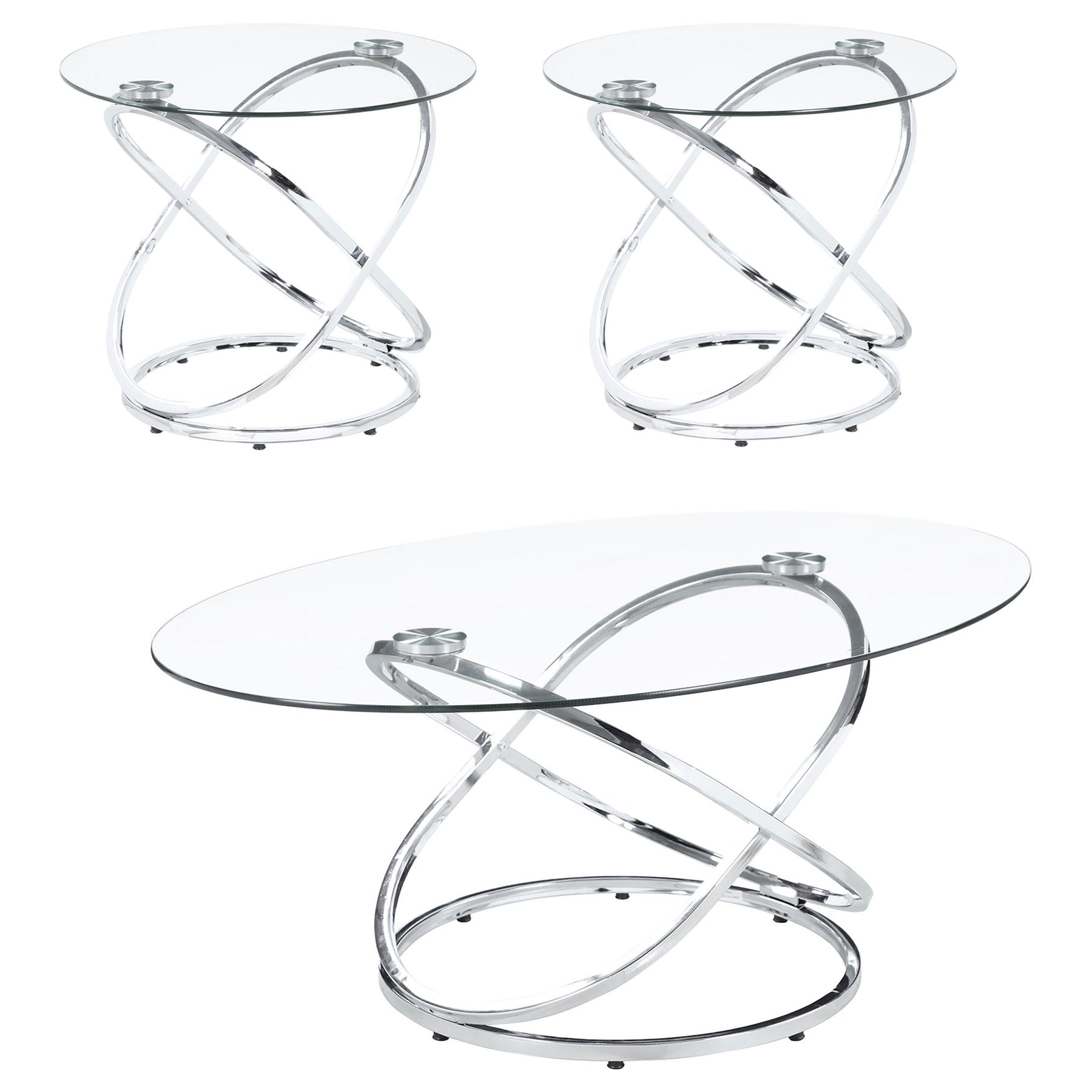 Warren 3-piece Occasional Set Chrome and Clear Half Price Furniture