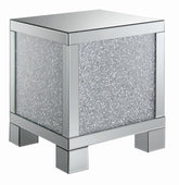 Gillian Square End Table Silver and Clear Mirror Half Price Furniture