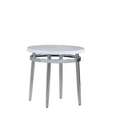 Avilla Round End Table White and Chrome Half Price Furniture