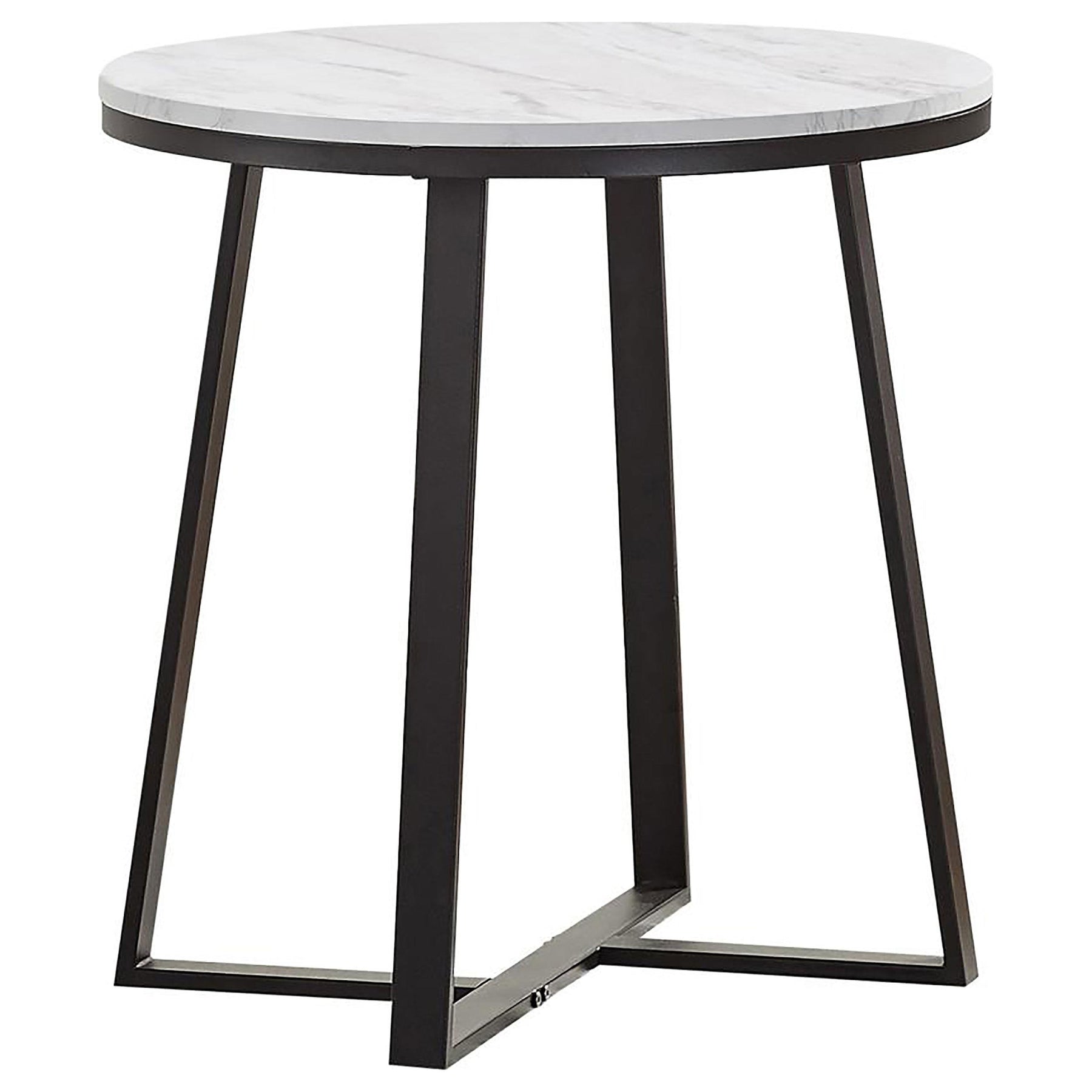 Hugo Metal Base Round End Table White and Matte Black Half Price Furniture