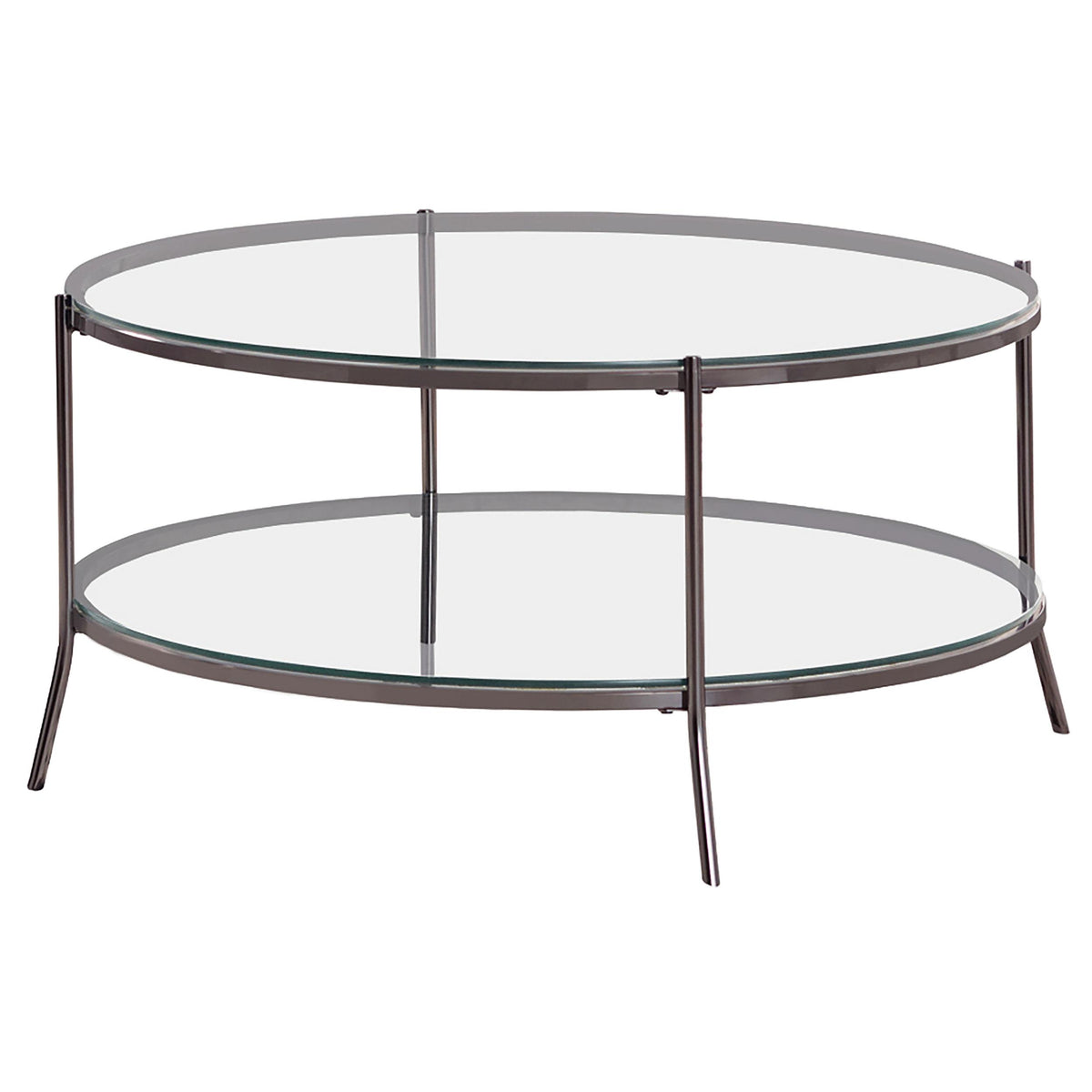 Laurie Glass Top Round Coffee Table Black Nickel and Clear  Half Price Furniture