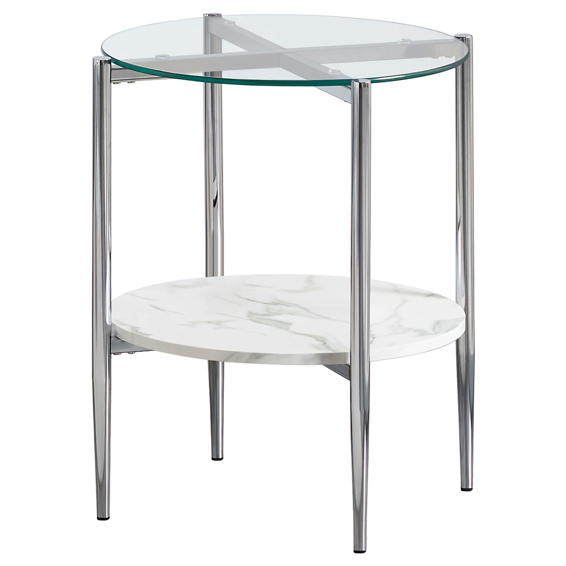 Cadee Round Glass Top End Table Clear and Chrome  Half Price Furniture