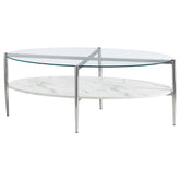 Cadee Round Glass Top Coffee Table White and Chrome Half Price Furniture