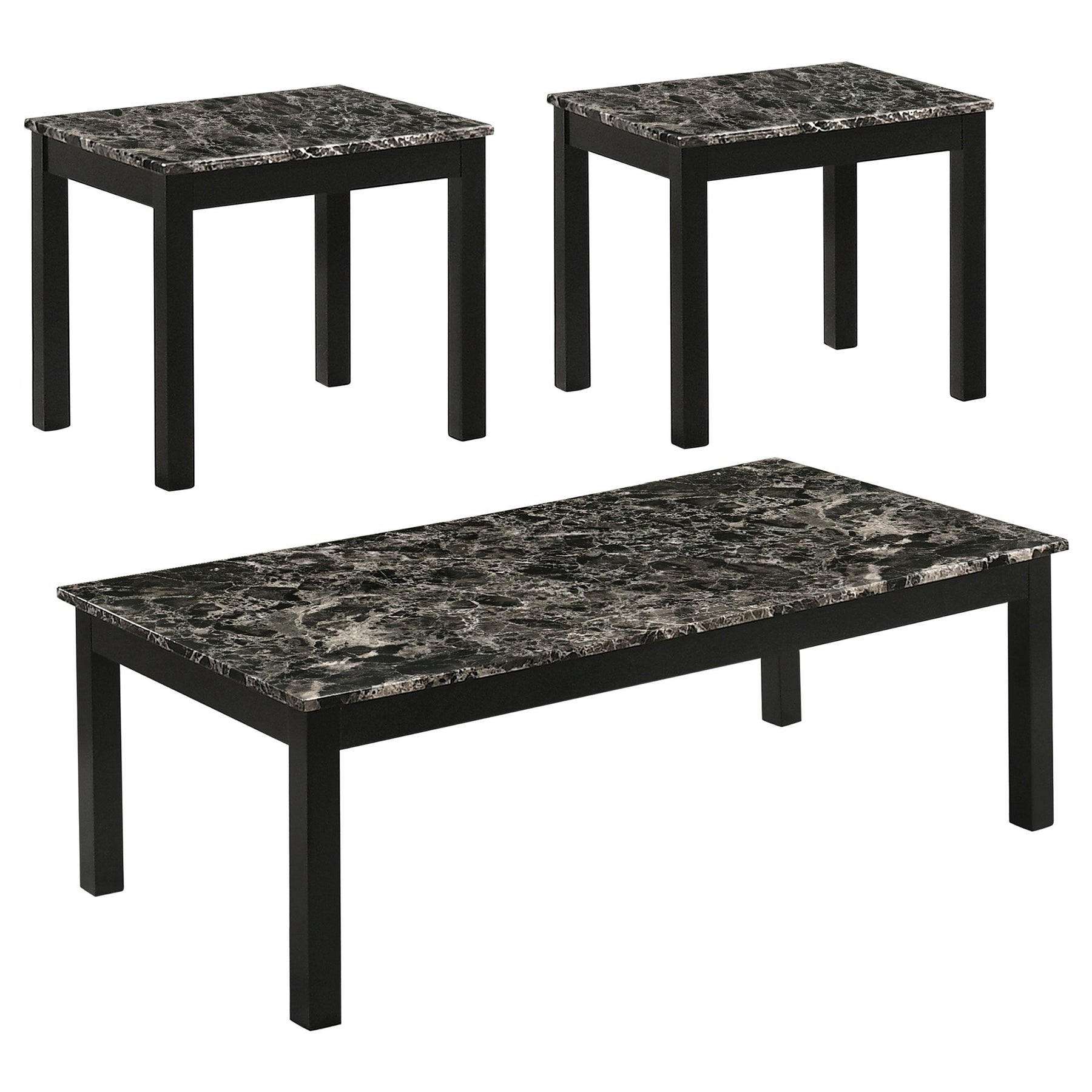 Darius Faux Marble Rectangle 3-piece Occasional Table Set Black Half Price Furniture