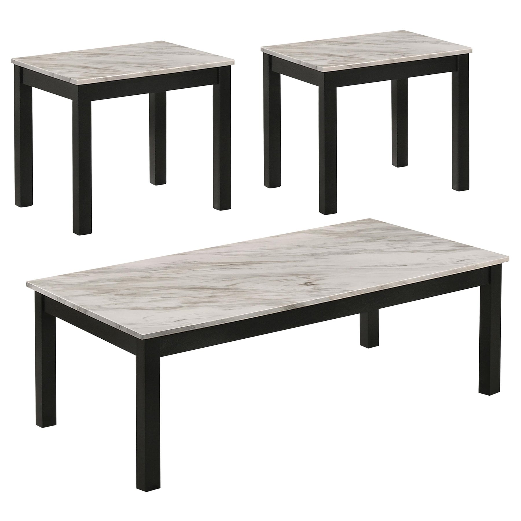 Bates Faux Marble 3-piece Occasional Table Set White and Black Half Price Furniture