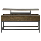 Byers Black Coffee Table with Hidden Storage Brown Oak and Sandy Black Half Price Furniture