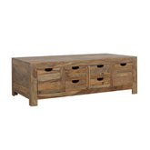 Esther 6-drawer Storage Coffee Table Natural Sheesham Half Price Furniture