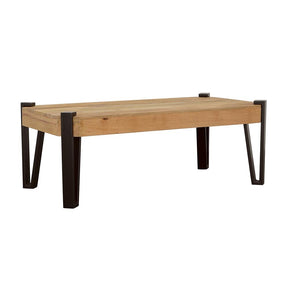 Winston Wooden Rectangular Top Coffee Table Natural and Matte Black Half Price Furniture