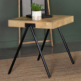 Avery Square End Table with Metal Legs Natural and Black Half Price Furniture