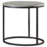 Lainey Faux Marble Round Top End Table Grey and Gunmetal Half Price Furniture