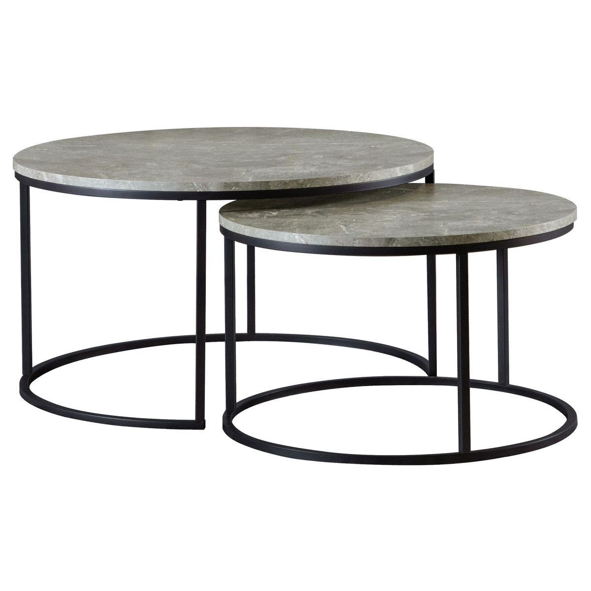 Lainey Round 2-piece Nesting Coffee Table Grey and Gunmetal Half Price Furniture