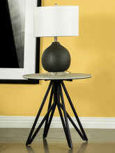 Hadi Round End Table with Hairpin Legs Cement and Gunmetal Half Price Furniture