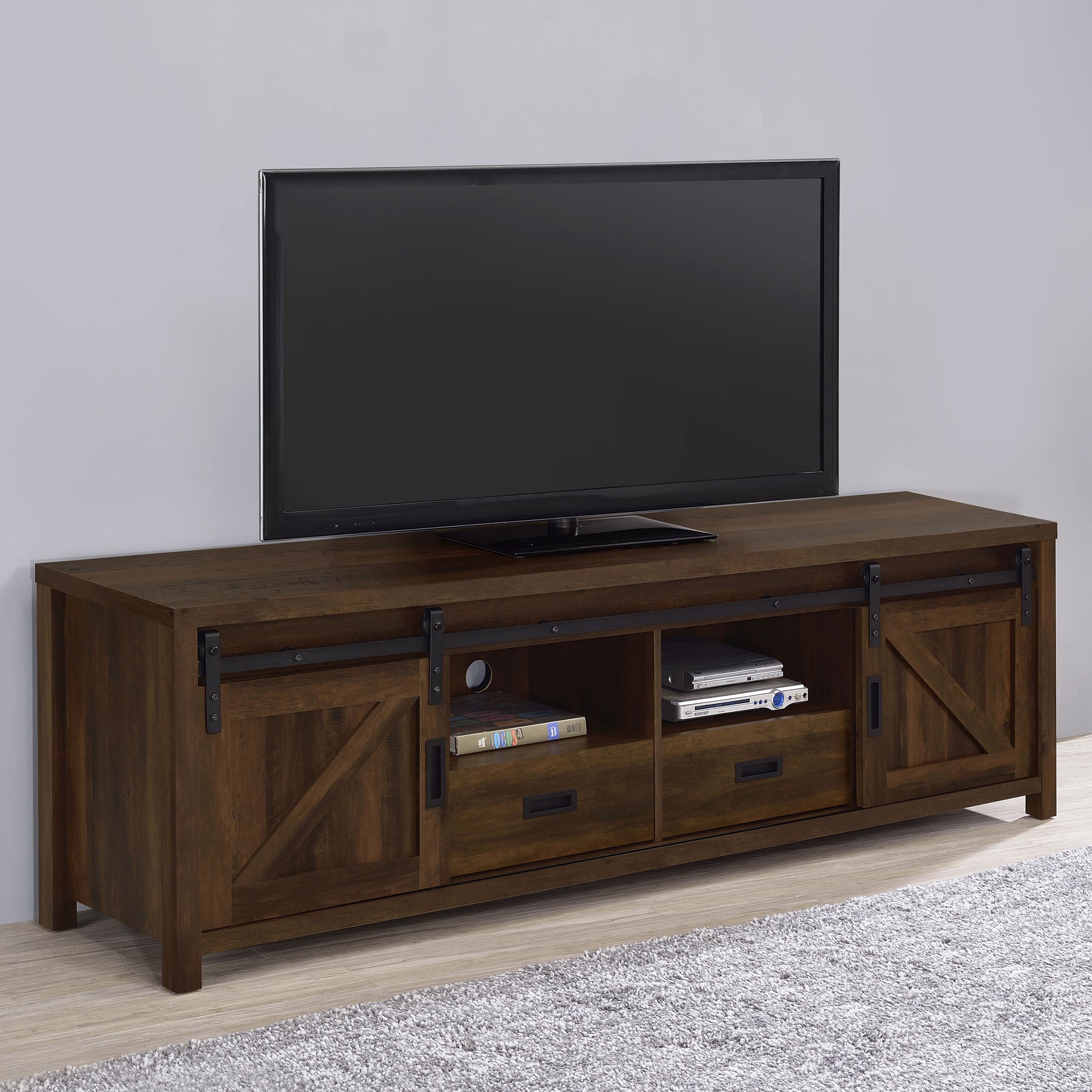 Madra Rectangular TV Console with 2 Sliding Doors - Half Price Furniture