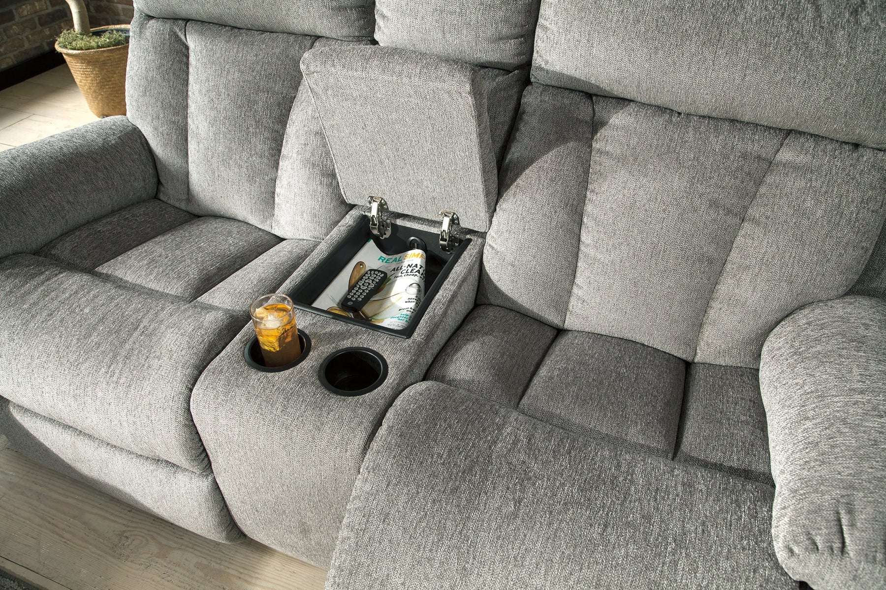 Mitchiner Reclining Loveseat with Console - Half Price Furniture