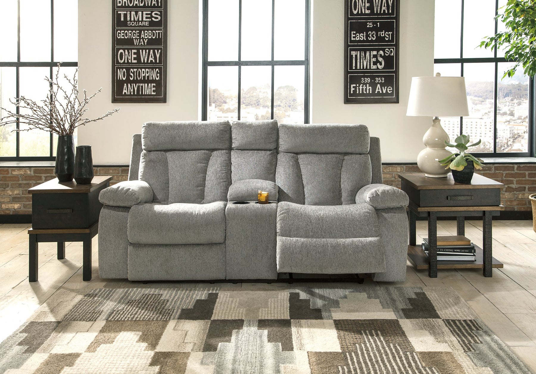 Mitchiner Reclining Loveseat with Console - Half Price Furniture