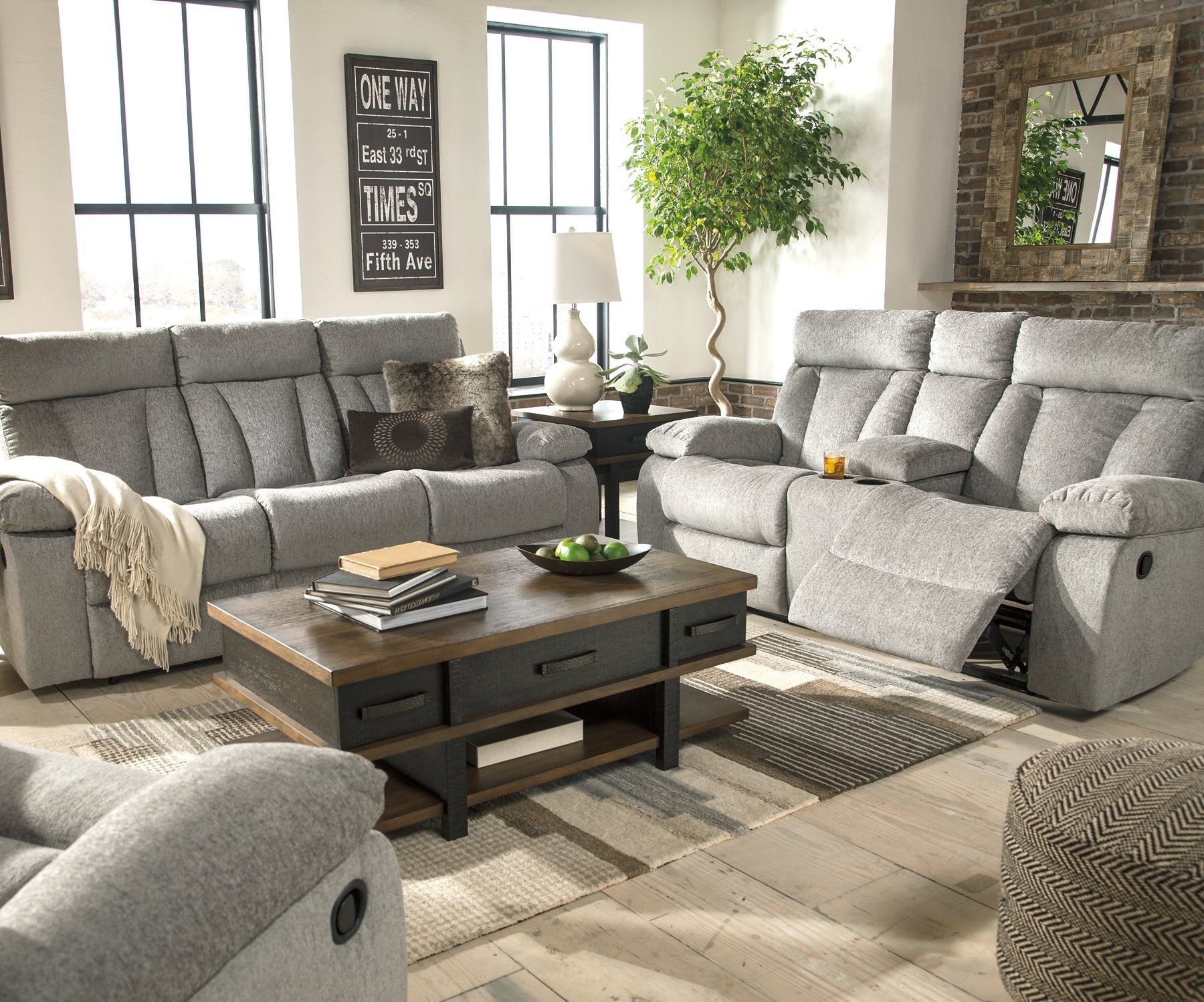 Mitchiner Reclining Sofa with Drop Down Table - Half Price Furniture